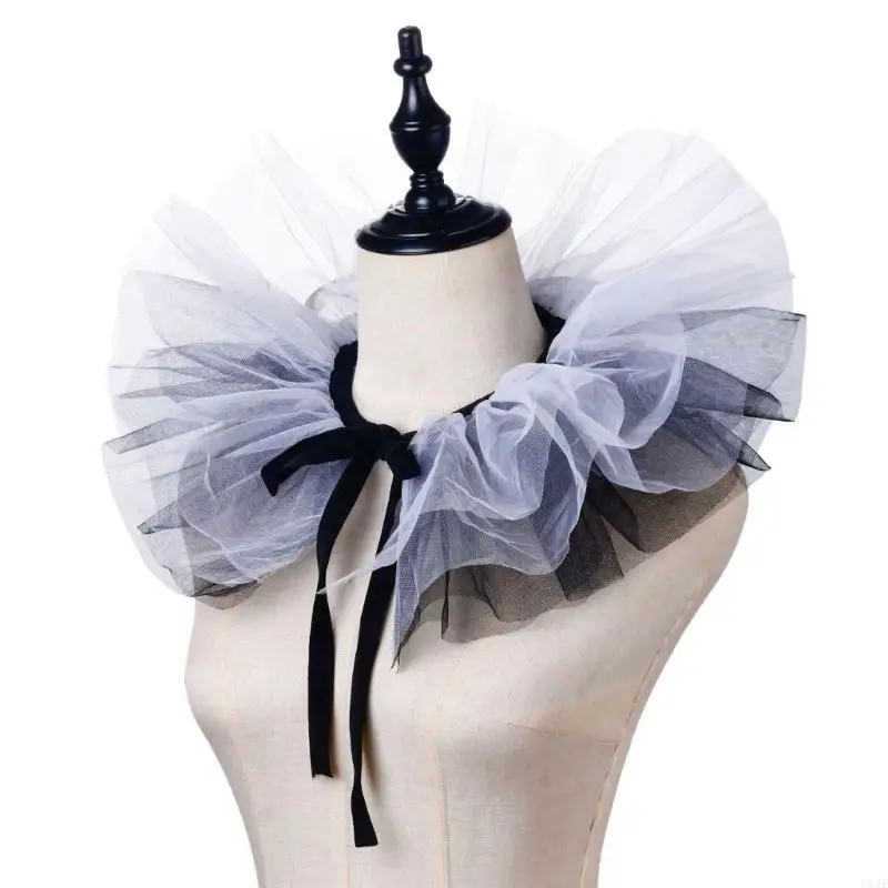 Women Ruff Collar Decorative Spread False Collar Lapel Retro Tie Choker