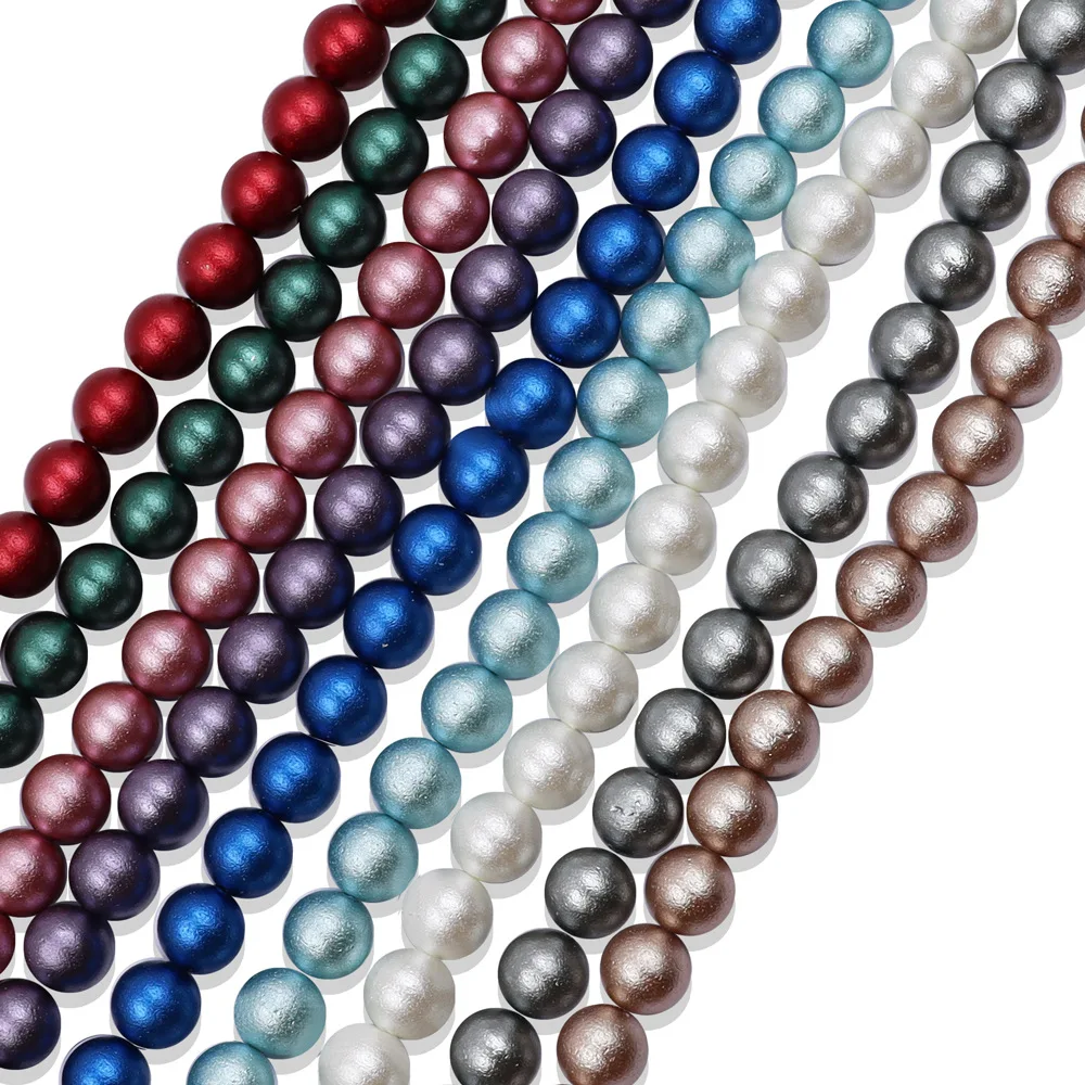 8mm Factory Stock Fish Skin Beads Imitation Cotton Pearls Haze Blue Wrinkle Bubble Glass Beads DIY Accessories