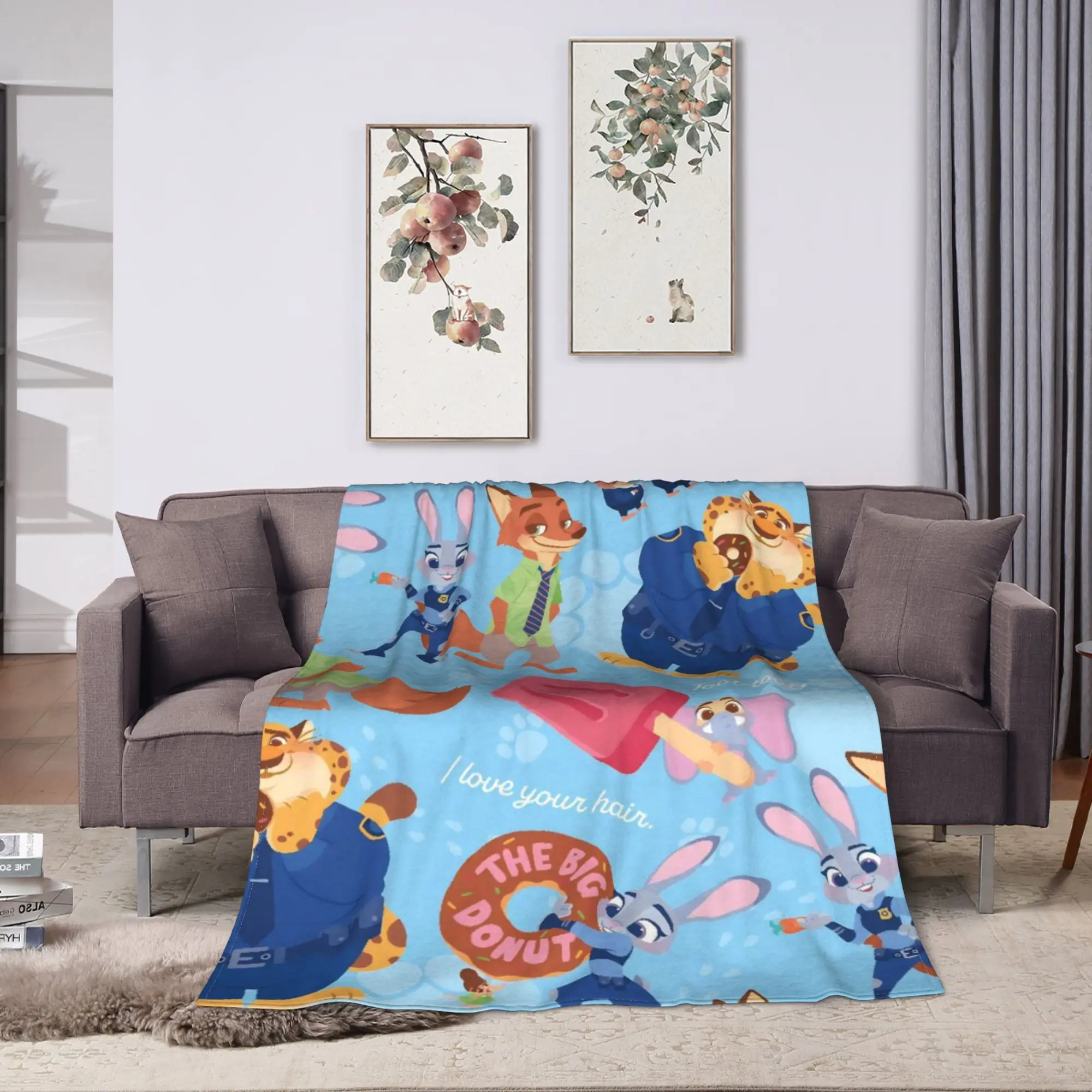 Zootopias Judy Nick بطانية الصوف المطبوعة متعددة الوظائف سوبر الدافئة رمي البطانيات لحاف غرفة نوم أريكة #2