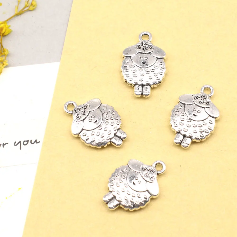 

5pcs 13x20mm Sheep Charms Woman Pendant Component Diy Jewelri Antique Silver Color