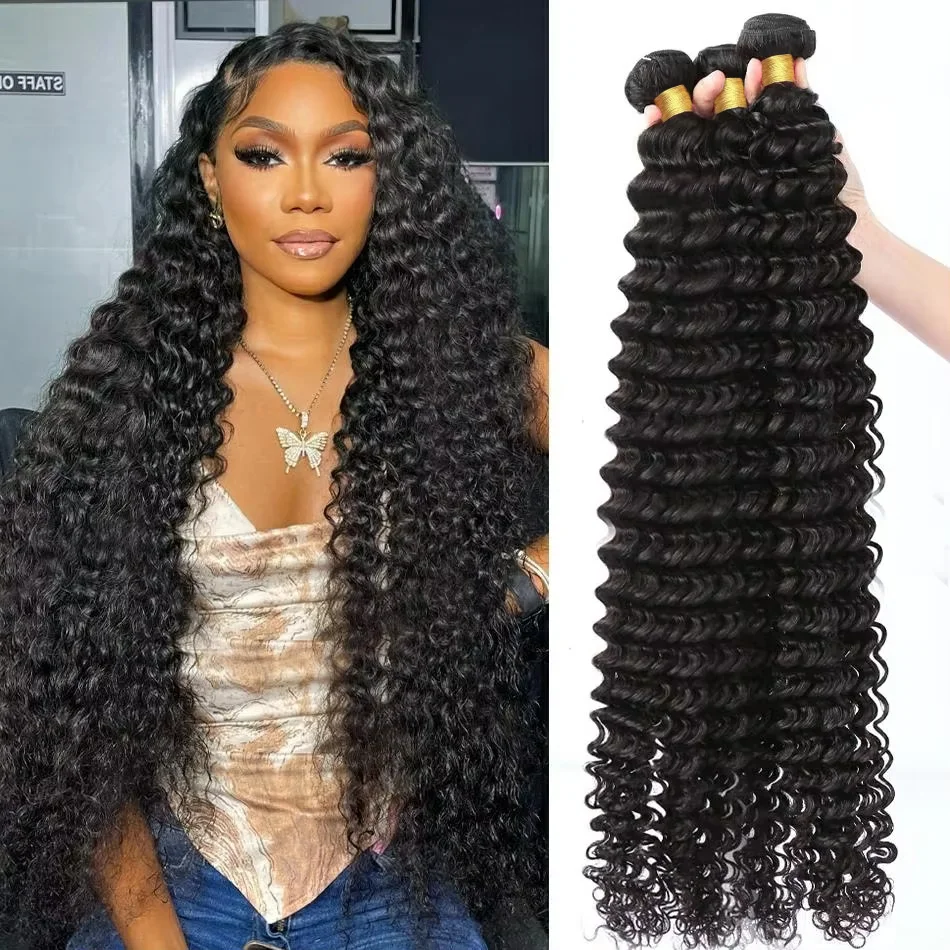 Burmese Curly Raw Human Hair Bundles Deep Wave 3 4 Bundle Deals Raw Vietnamese Bone Straight Hair Bundle 100% Human Hair Weaving