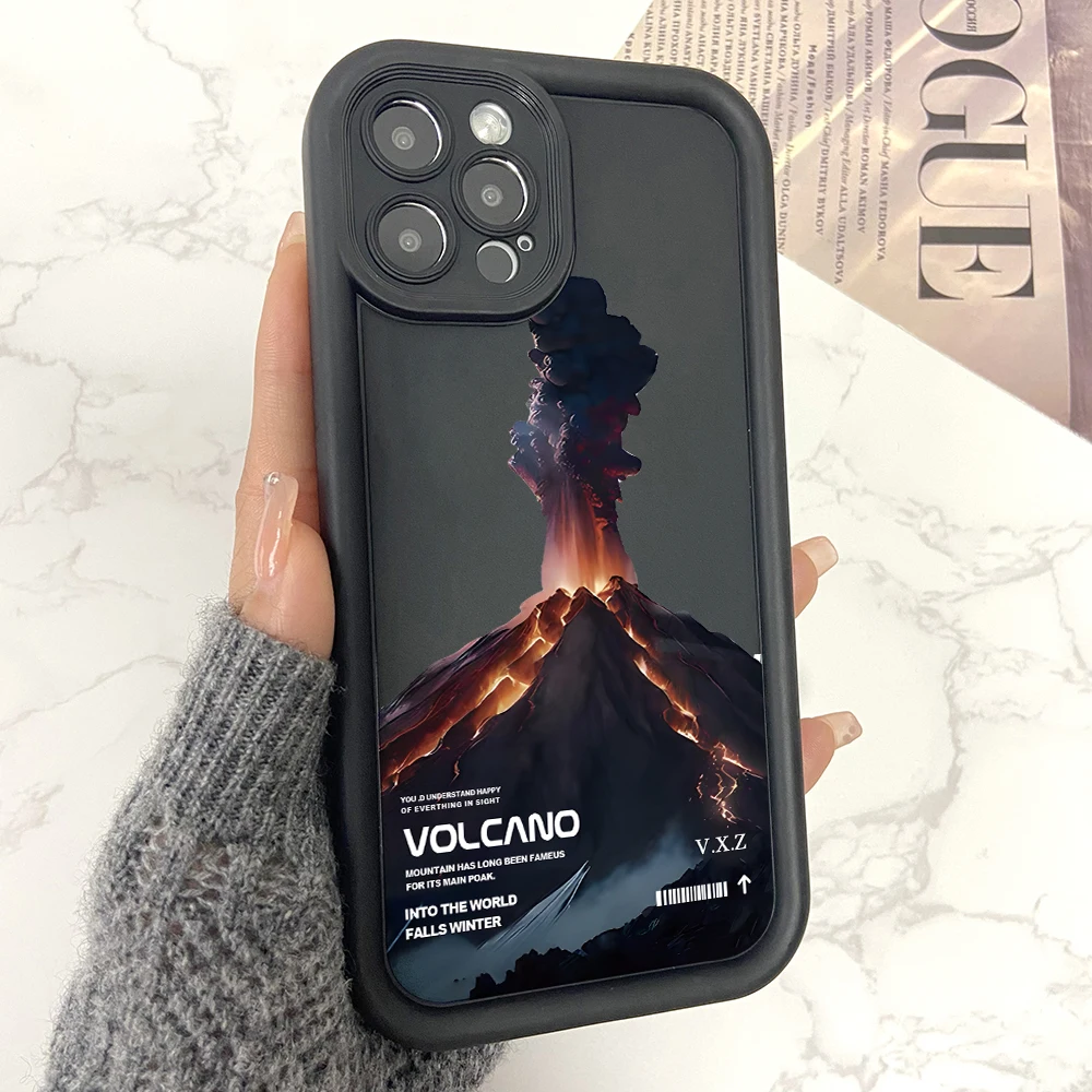 Volcano Eruption Phone Case for Xiaomi Mi 14 12T 11 Lite Poco C61 X5 X4 X3 NFC GT M6 M3 F5 F4 Pro 4G 5G Soft Ladder Lens Cover