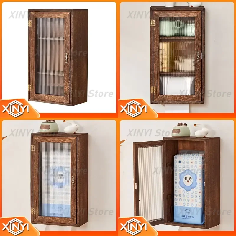 Wall Hanging Tissue Box for Tea Cabinet Storage Rack for Teapot Dustproof Cup Holder for Small Bogu Shelf Solid Wood Wall