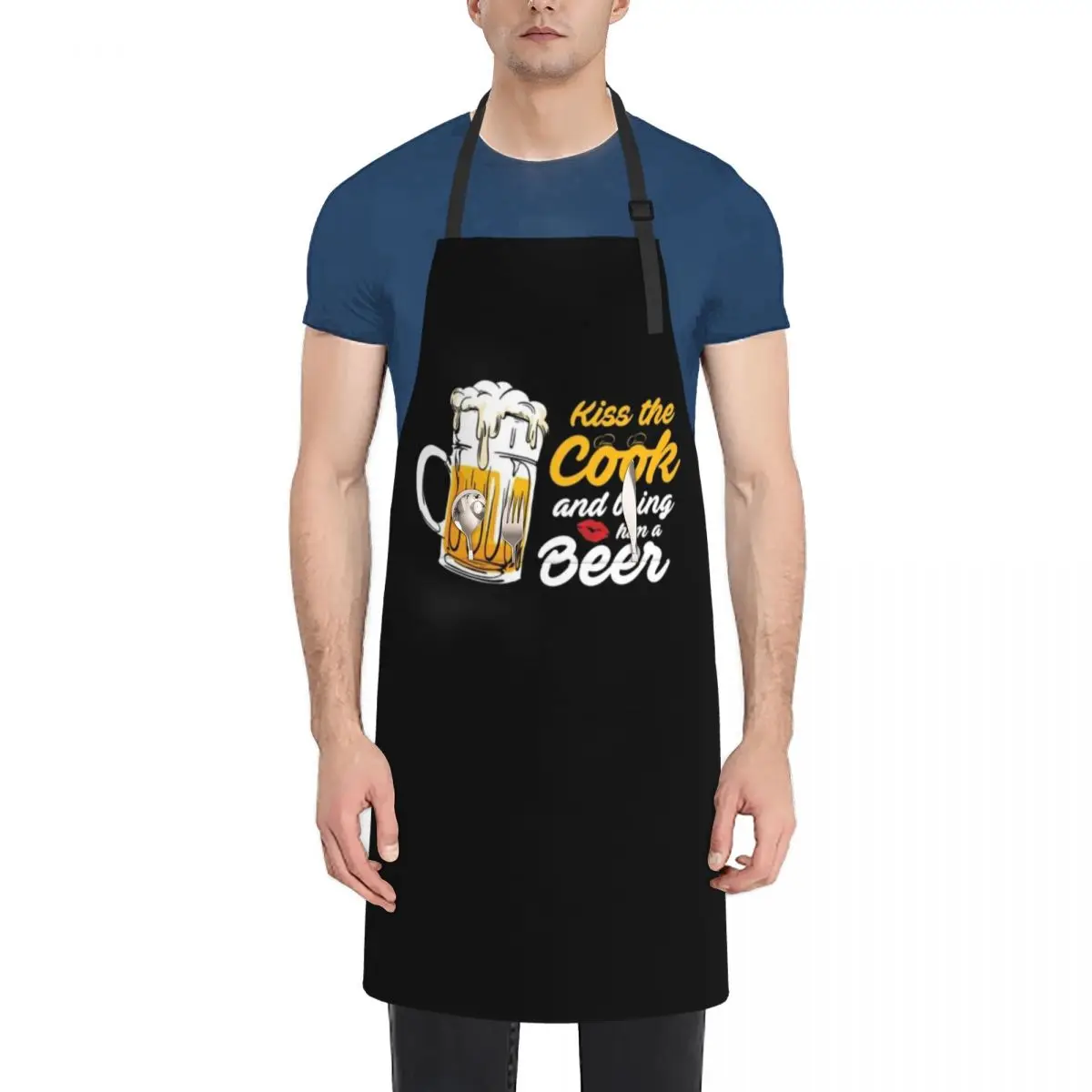 

Kiss The Cook and Bring Him a Beer Adult Apron Hairdresser painting Apron