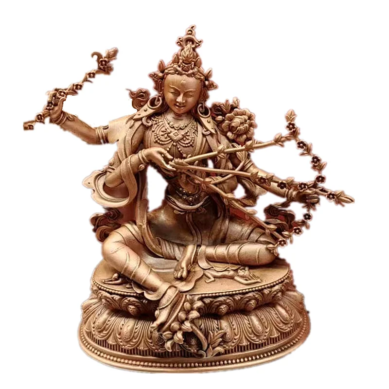 

12cm Xizang Buddha Hall makes a statue of Ming Buddha Mother, and carries a small copper Dharma Protector Buddha with you