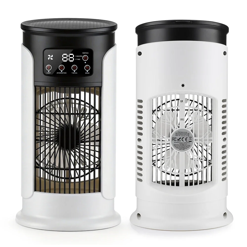 Mini-Ventilator, tragbare USB-Klimaanlage für Zuhause, Büro, Kaltluft-Kühlventilator, Luftbefeuchter, LED-Nachtlicht, 6-stufiger leiser Ventilator