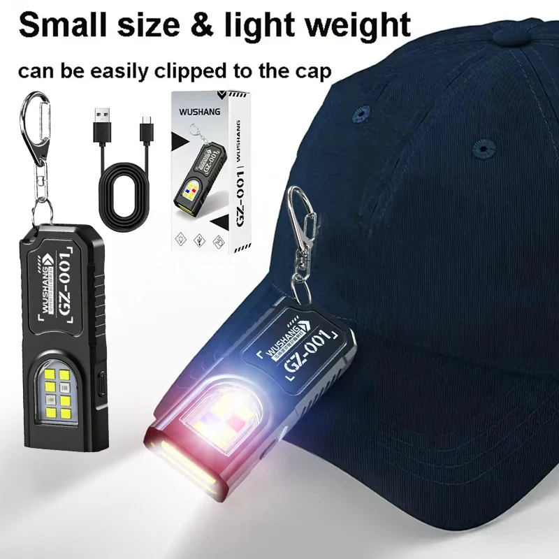 LED Keychain Flashlight Rechargeable 550LM Portable Mini Torch Pocket Lantern Flood Work Light With Magnet For Emergency Using