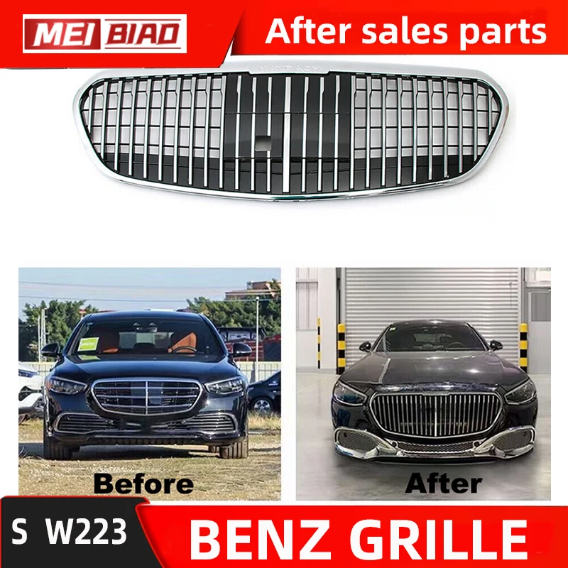 Grille For Mercedes Benz 2021year W223 S Class Upgrade Maybach Type With Acc Front Bumper Net Spare Parts Auto Accessories