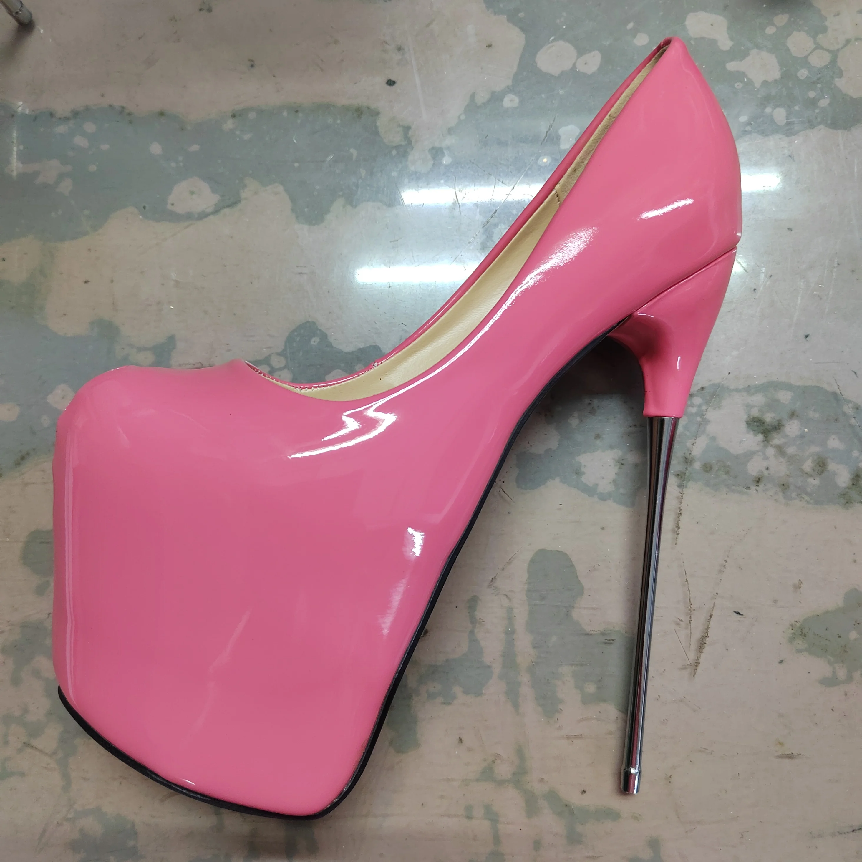 Zapatos de plataforma de charol para mujer, 19cm finos de tacones de aguja, Sexy, para fiesta de noche, color dorado, rojo y rosa, primavera y