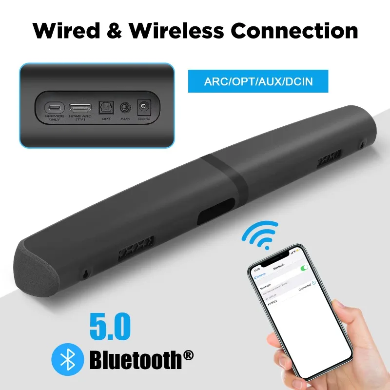 Home Theater System Speaker Soundbar Super Bass Sound Bars for TV with Separable Design for 3 Different Placements