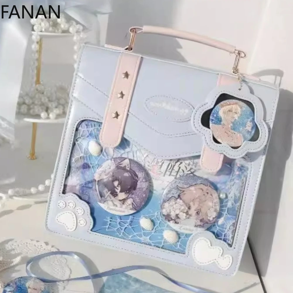 

Japanese Single Shoulder CrossBody Bag Girl Cool Ita Bag Large Capacity Transparent Pain Layer Handbags Tote Bag Bolsos