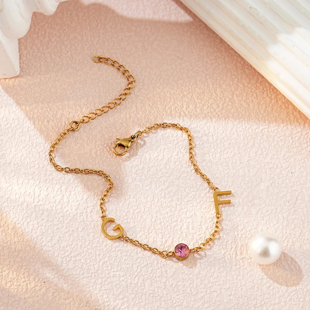 مخصص الأولي رسالة سوار للنساء الفولاذ المقاوم للصدأ A-Z الأبجدية أساور شخصية مجوهرات هدية عيد الميلاد