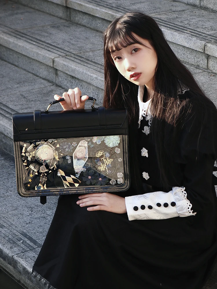 College Style Japanese Original Transparent Pain Bag Large Capacity JK Uniform Daily Commuting Student Versatile Envelope Bag