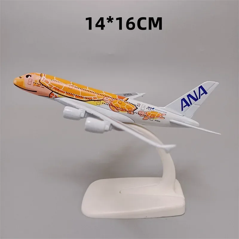 Japan Air ANA Airbus A380 Cartoon Sea Turtle Airlines Diecast Airplane Model Plane Aircraft w Landing Gears 18*20cm Alloy Metal