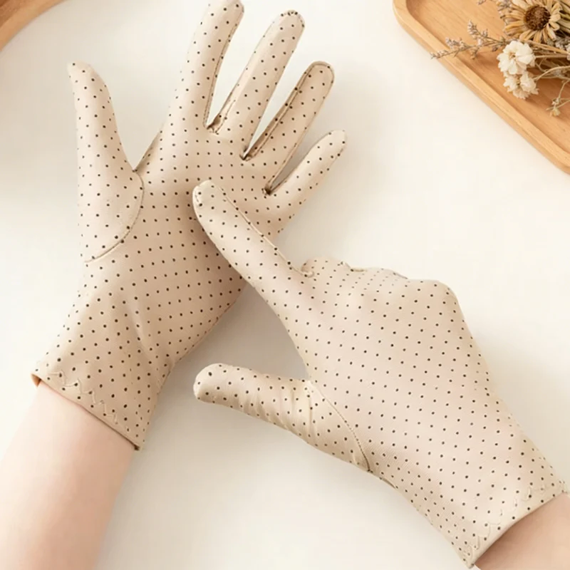 Thin Spring and Summer Gloves with High Elasticity, Small Wave Dot Spandex, Men's and Women's Etiquette Gloves, Dance Gloves, Driving Gloves
