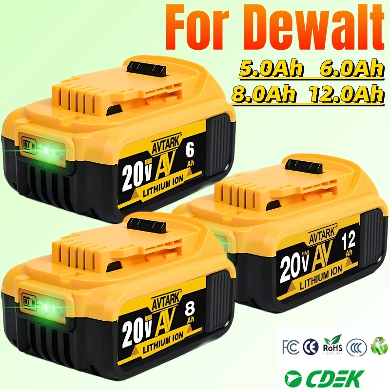 

Для Dewalt DCB200 20 В 8000 мАч Сменный литиевый аккумулятор 18 В DCB184 DCB200 DCB182 DCB180 DCB181 DCB182 DCB201 DCB206
