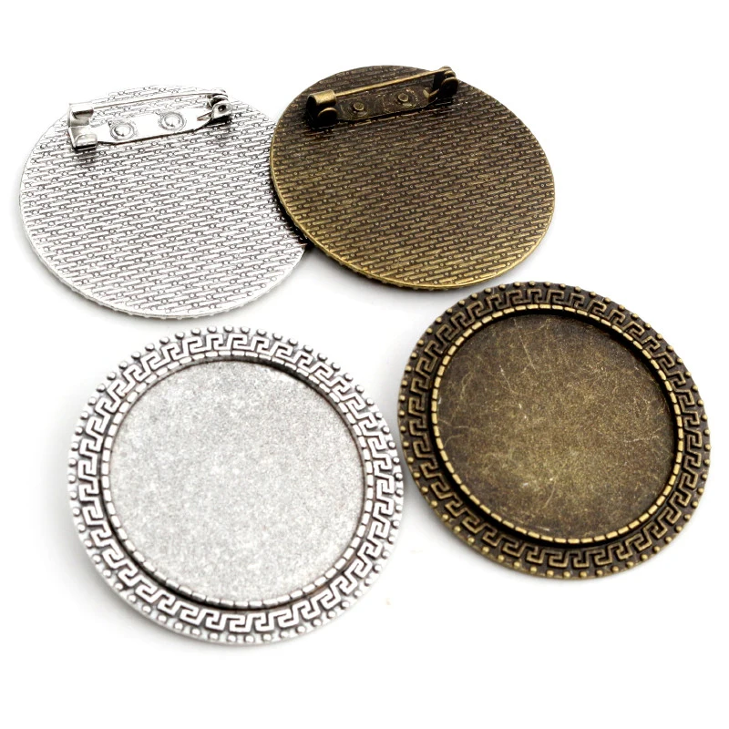 Nowa moda 5 sztuk 35mm wewnętrzna wielkość antyczny brąz i srebro pozłacane kolory broszka styl Cabochon baza ustawienie Charms wisiorek — zdjęcie 4
