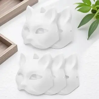 

5pcs Masquerade Mask For Couple DIY Blank Face Paper Masks Animal Masquerade Halloween White Mask for Adults Party Costume