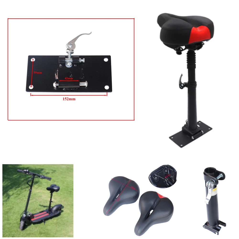 Height Adjustable Saddle for Electric Scooter Foldable Shock-Absorbing Folding Seat Chair Electric Scooter Seat Accessories