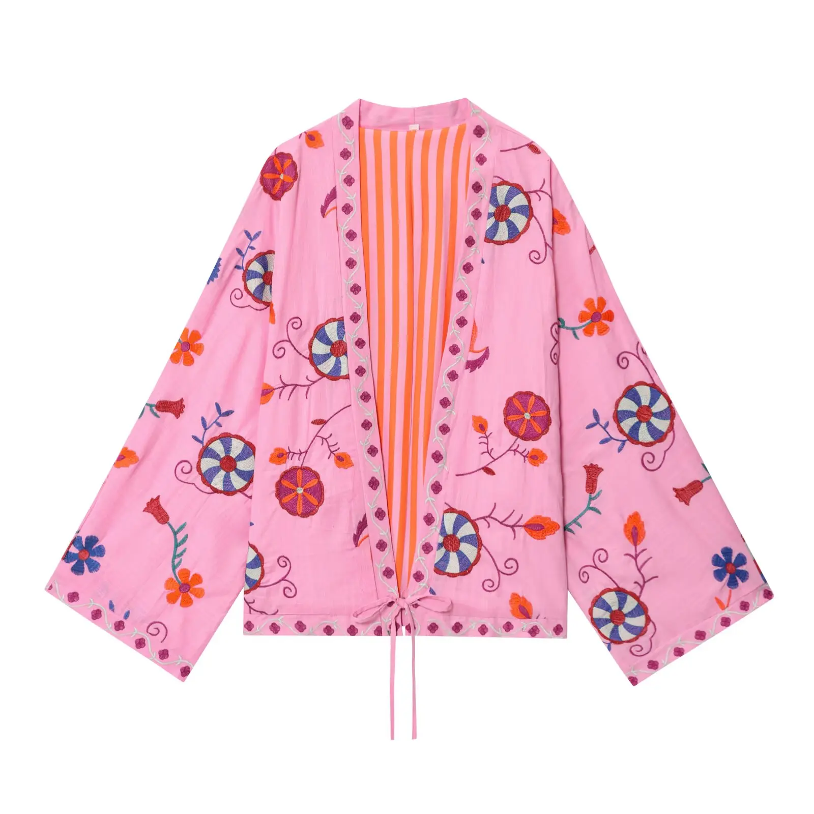 ファッショナブルなレイジースタイル 刺繍入り 多用途 着痩せカフタン ロングシャツ スイートスタイル ルーズフィット カジュアル ポリエステル繊維 長袖