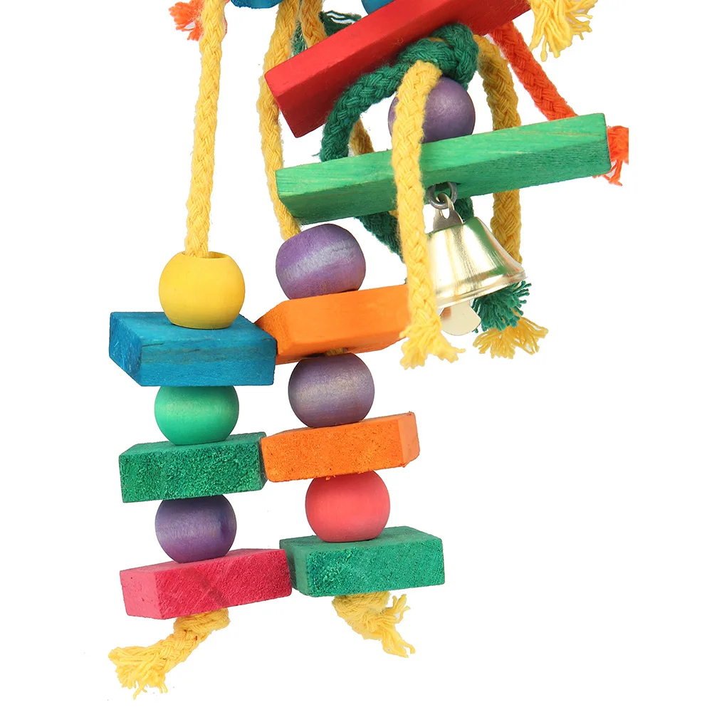 Parrot Toys Hanging Rope Pet Ladder Wood Stand Budgie Parakeet Climb Cage Bird Bite Toy Colorful Bird Chewing Toy Pet Supplies