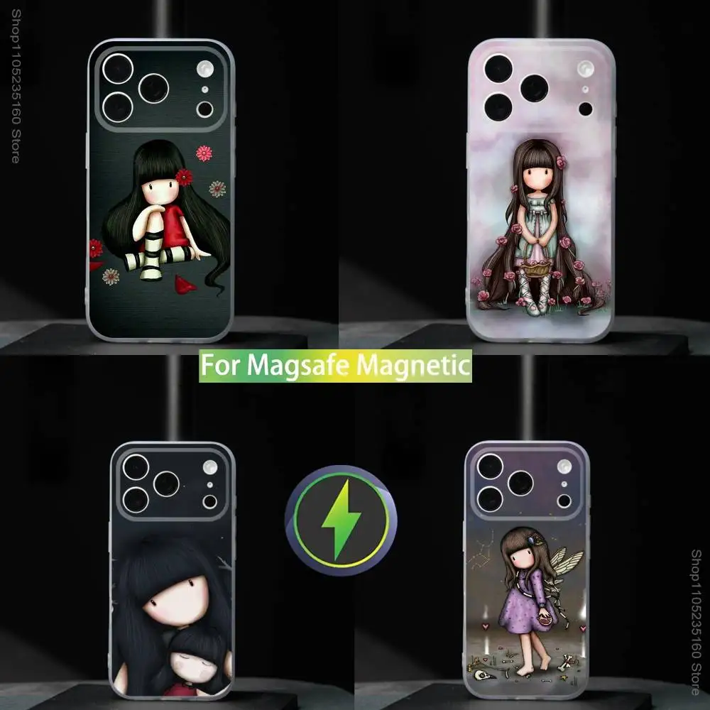

Cute S-Santoro G-Gorjuss For iPhone 11,12,13,14,15,16,17,Pro,Max,Plus,Mini,SE4,E Phone Case Magnetic For Magsafe Wireless