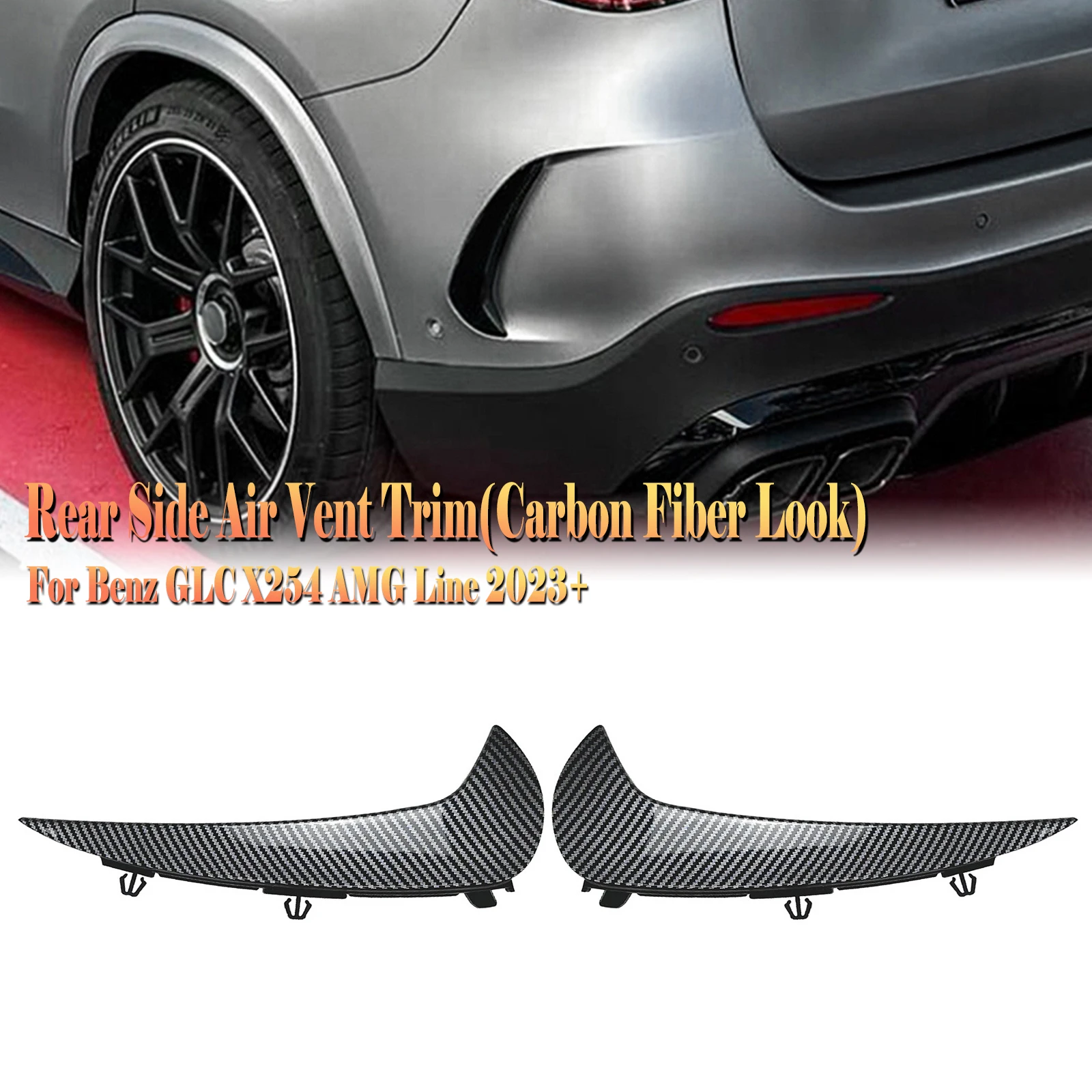 

For Mercedes Benz GLC Class X254 AMG Line 2023+ GLC260 GLC300 Rear Bumper Side Spoiler Air Vent Cover Canards Decorative Trim