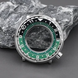 Seiko Mod Silver Tuna Watch Case with Waterproof Saphhire Crystal For NH35 NH36 4R 7S Movement Green Steel Bezel Insert