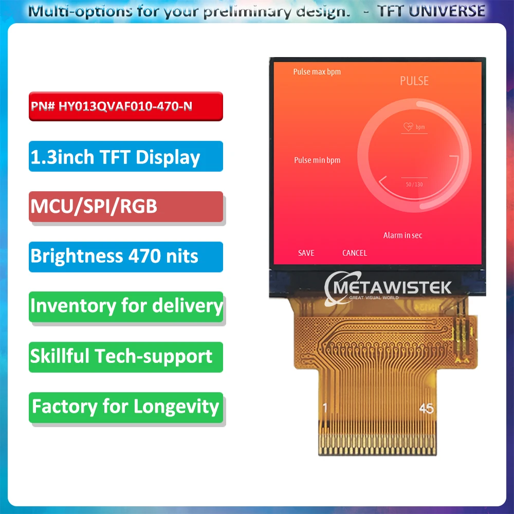 Square 1.3inch TFT 240x240 resolution with IPS viewing angle MCU SPI RGB interface High brightness display inventry for shipment