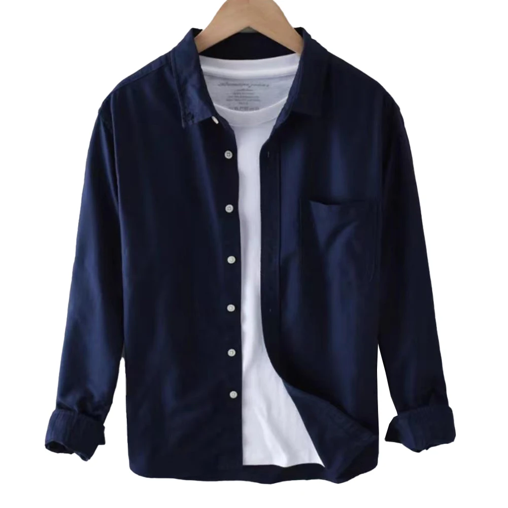 Men\\\\\\\\\\\\\\\'s Lapel Shiirt Button Cardigan Casual Blouse Plain Long Sleeve Black/White/Gray/Navy XL 5XL Slight Stretch