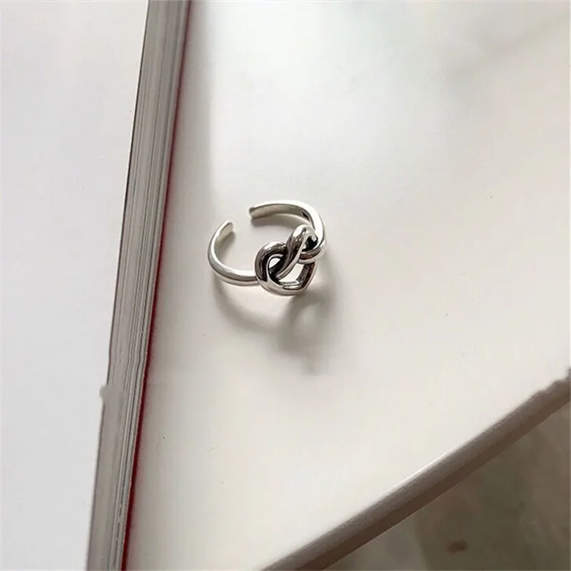 925 Sterling Silver Tie a Knot Heart Adjustable Rings For Women Ladies Rings Engagement Luxury Jewelry Jewellery Argent 925