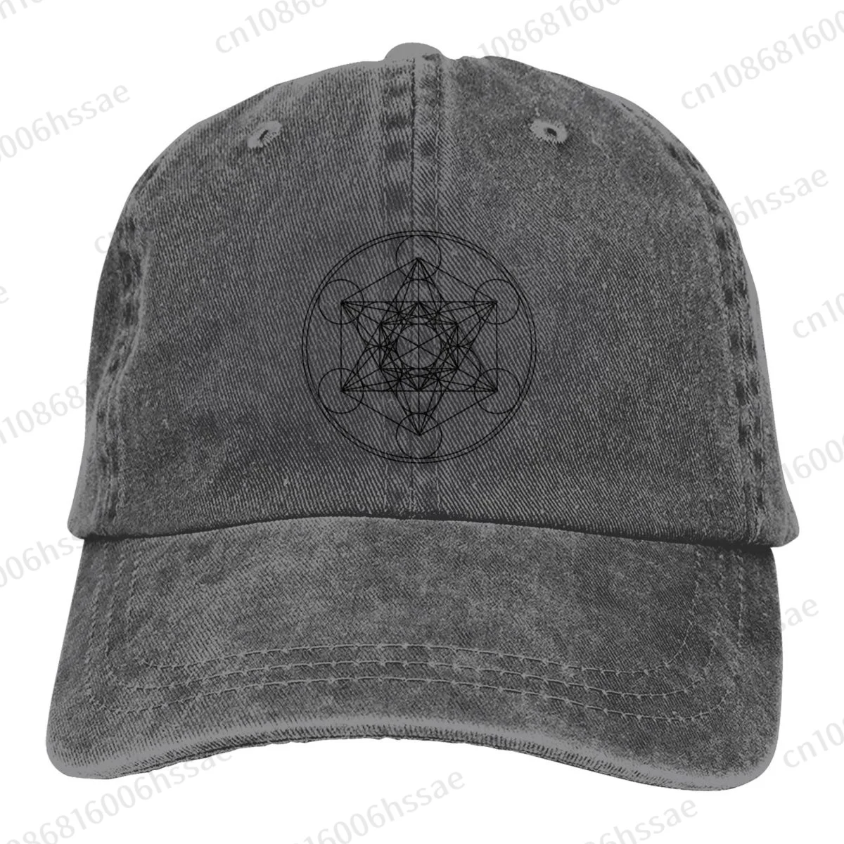 Metatrons Cube Flower Of Life Fashion Unisex Cotton Baseball Cap Outdoor Adult Adjustable Denim Hat