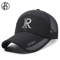FS 2025 Black Thin Mesh Baseball Cap For Men Breathable Long Brim Summer Trucker Hats Outdoor Sports Women Hat Casquette Homme