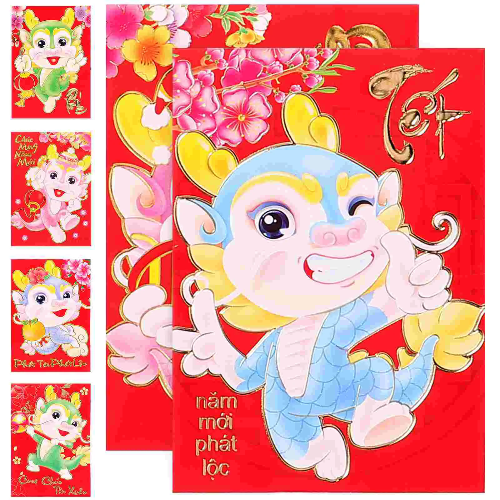 

6Pcs Money Red Pockets Chinese Style Lucky Money Envelopes 2024 Chinese New Year Money Pockets (Mixed Style)