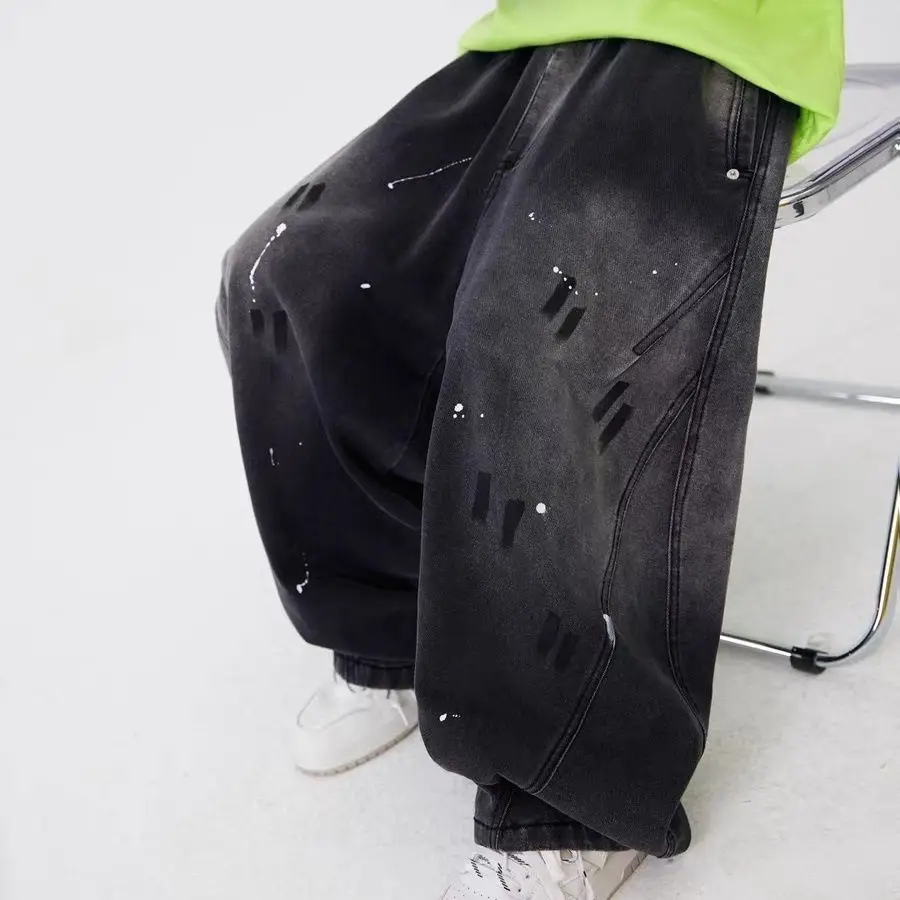 Boys Spring Autumn Wide Leg Black Jeans 2026 New Straight Loose Pants Kids Fashion Denim Trousers Children Casual Streetwear