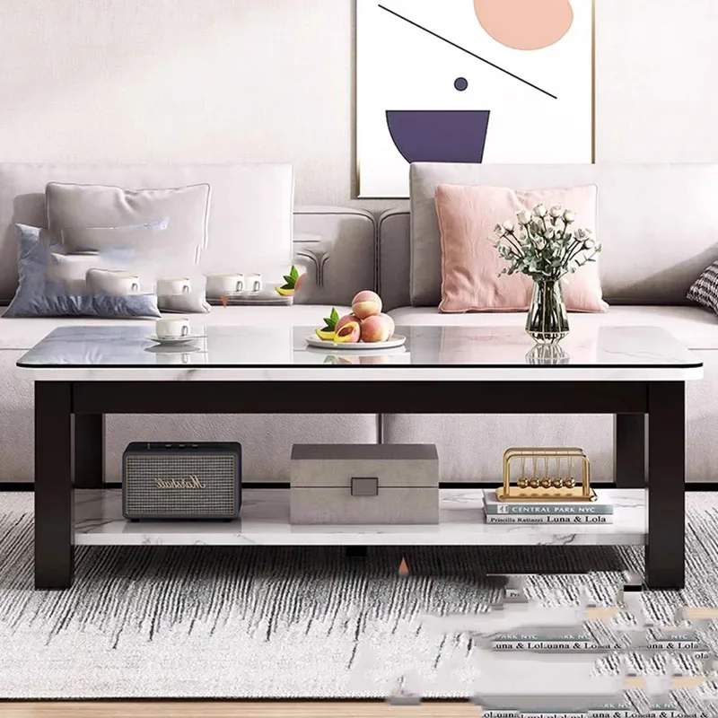 Low Square Black Coffee Table Luxury Modern Design Marble Mobile Coffee Table Nordic Apartamento Mesa Auxiliar Home Furniture