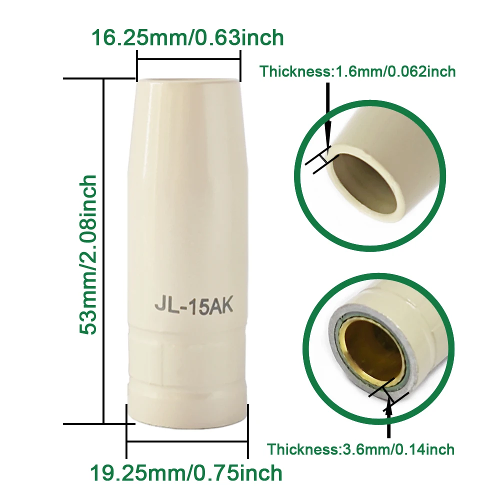 15AK 코팅 Bescherming 노즐 Stuks 비 스틱 Europese Airless 가스 노즐 기계 Beschermhoes Mig Lasmachine 도구 도매