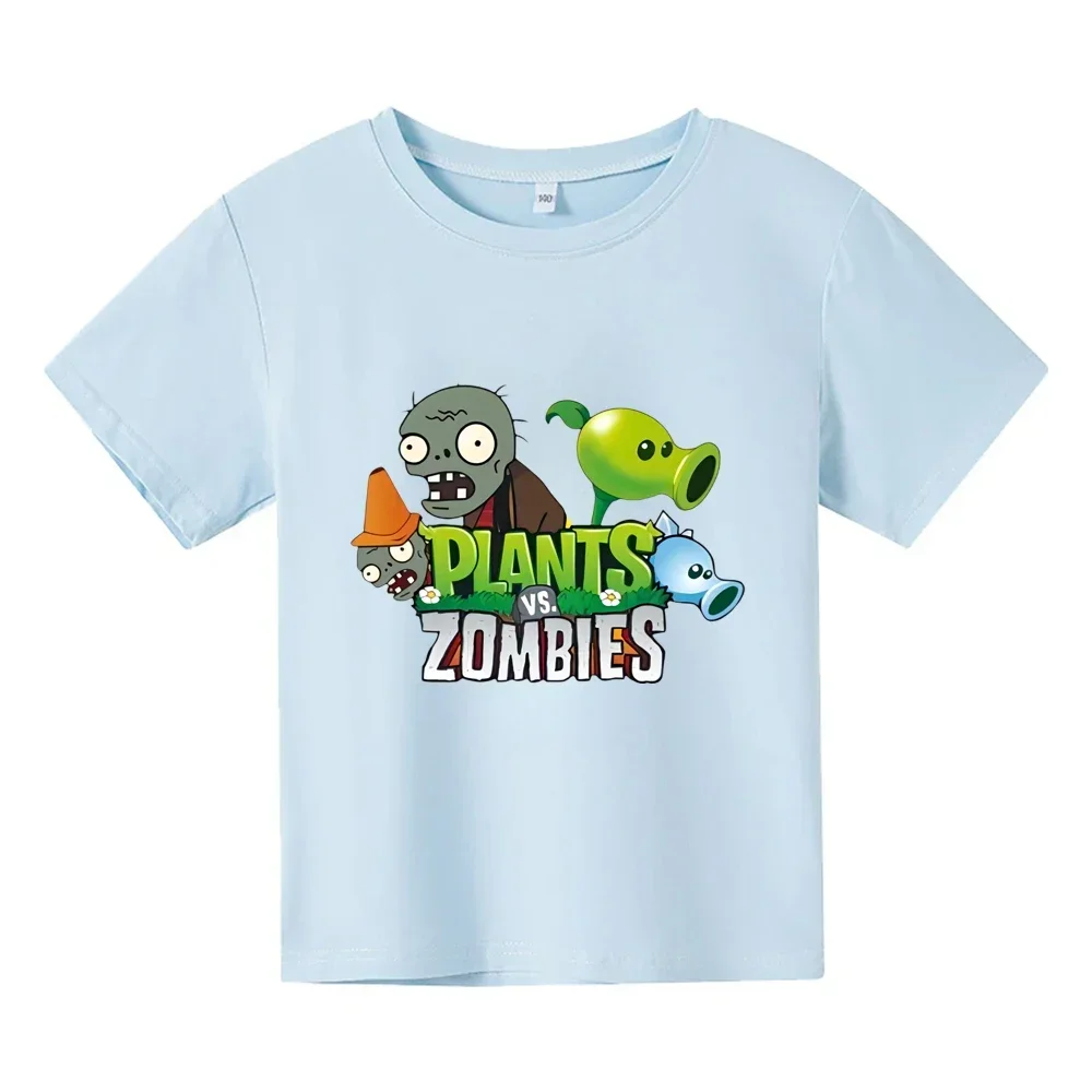 الصيف مضحك الأطفال تي شيرت القطن Pvz النباتات مقابل غيبوبة النباتات طباعة طفل تي شيرت لعبة حديقة الحرب النباتات الطفل المحملة الملابس