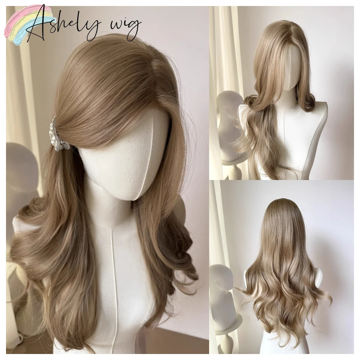

Light Brown Wigs for Women 26inch Long Wavy Wig Body Wave Hair Wig Fashion Synthetic Wigs Headband Wigs for Lolita Cosplay
