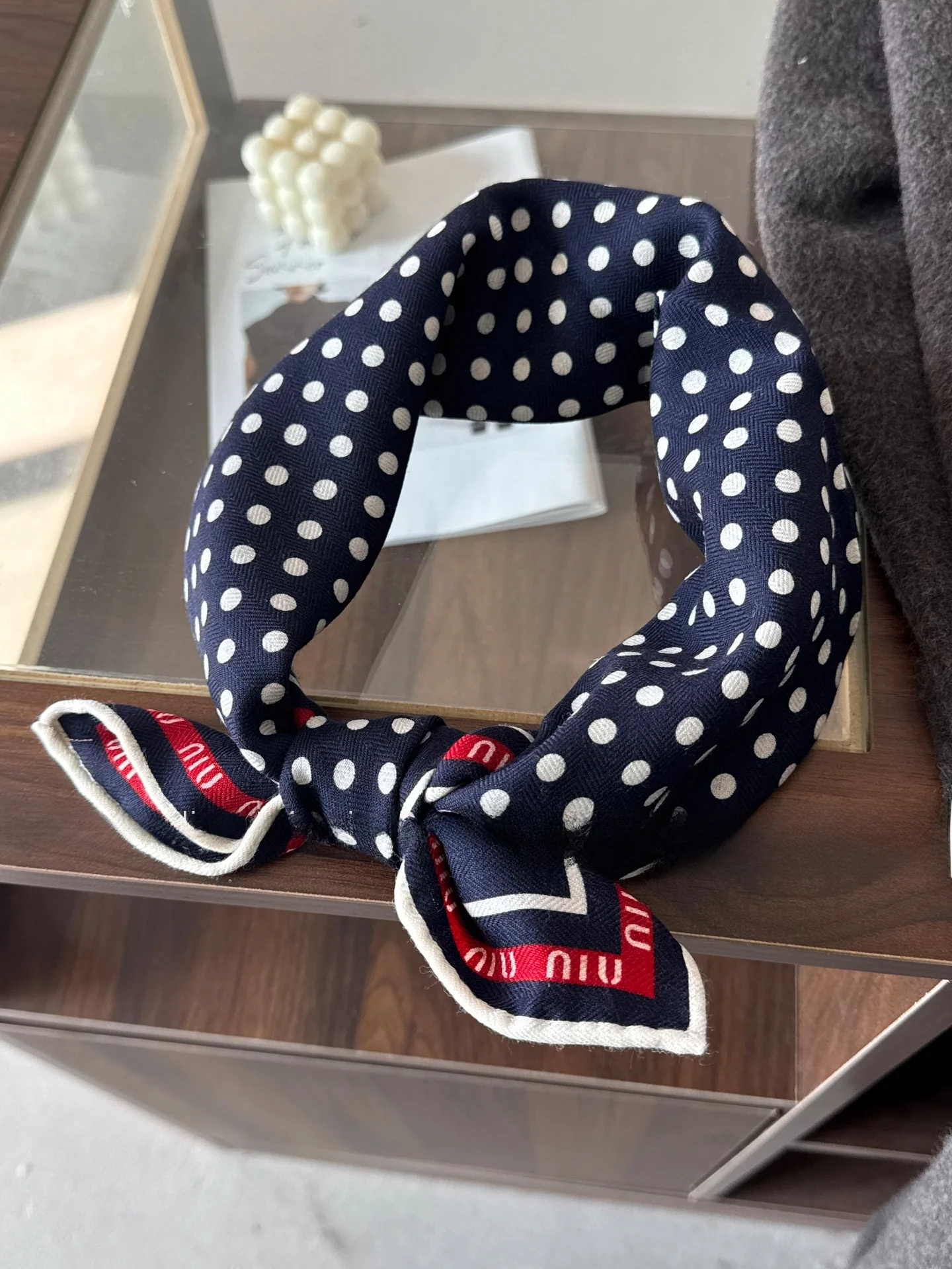 silk-woolen-small-square-scarf-polka-dot-design-winter-fashion-accessory-elegant-blue-color-by-mixmiss