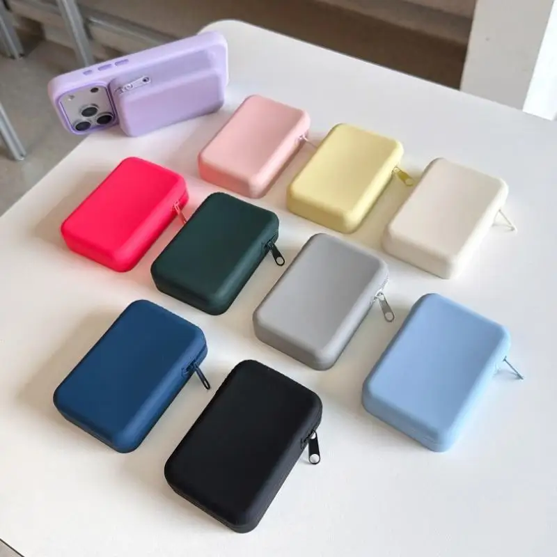 Coin Purse For Phone Holder Support Silicone Magnetic Foldable Wireless Charging Case Stand Bracket
