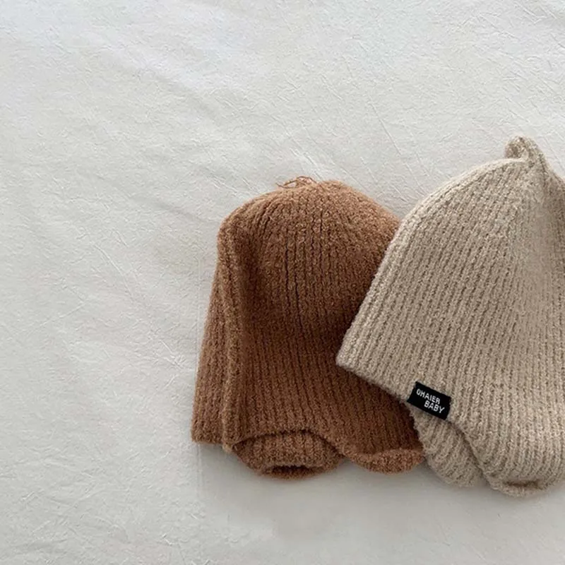 Gorro de punto suave para niños y niñas, gorro de lana con protección para los oídos, cubierta cálida, accesorios de invierno