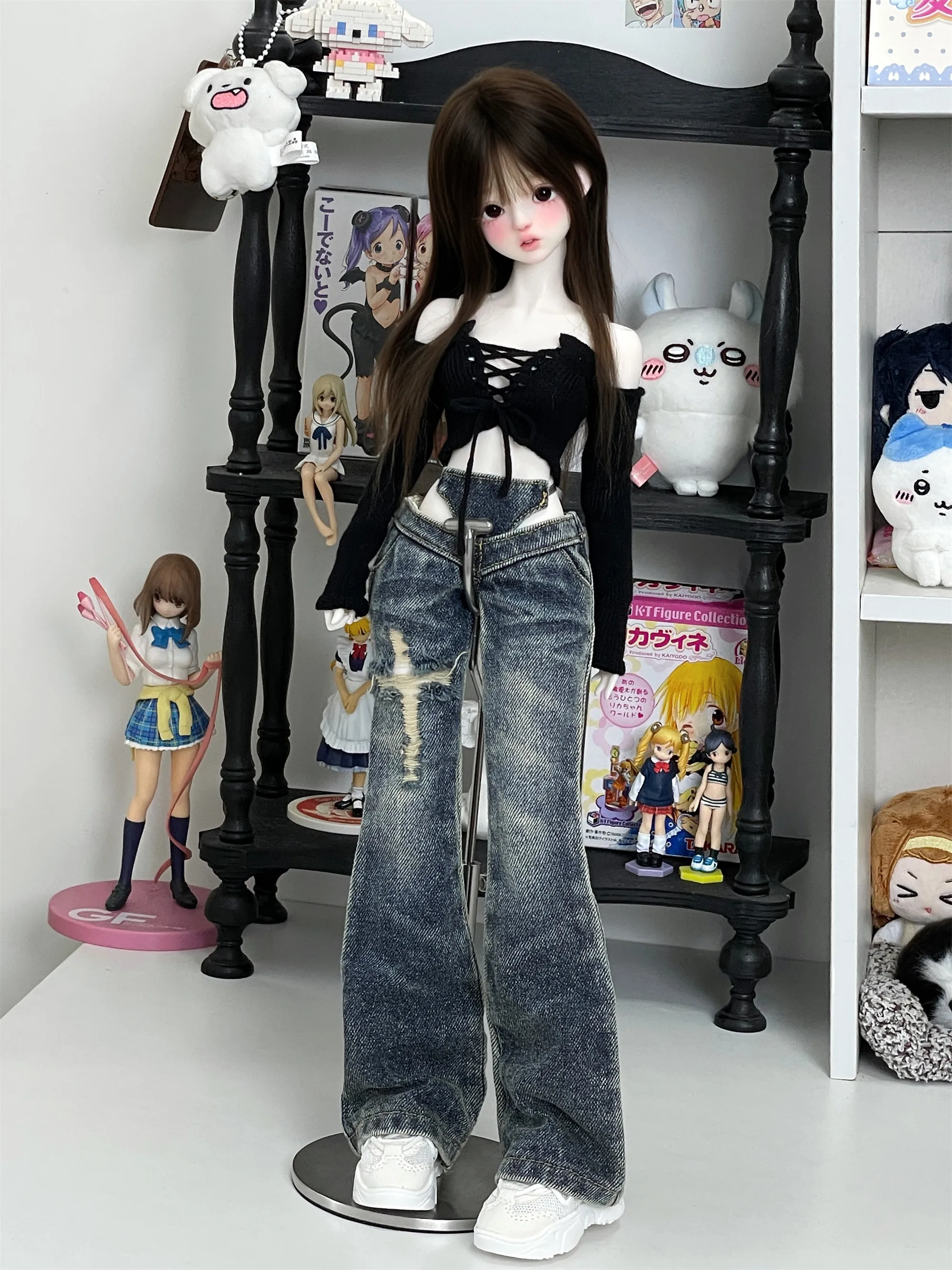 BJD Puppe Jeans Kleidung Blau Mädchen Spielzeug Elegante 1/3 1/4 Boot-cut Hosen Denim Serie Retro Waschen Micro Breite bein Puppe Zubehör – Detail 38