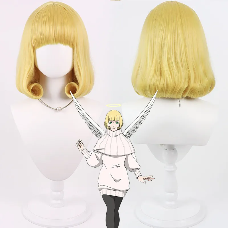 Anime Hana Kurusu Cosplay Wig Yellow Angel Halo Kurusu Hana  Role Play Hair For Hallowmas Party Adult Women Men Props