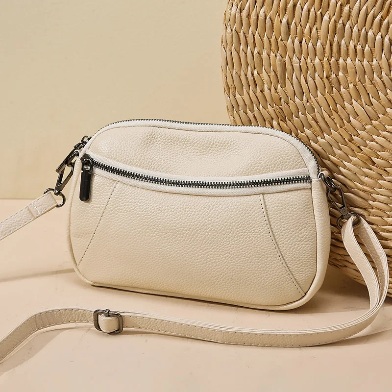 High Quality Solid Color Genuine Leather Shoulder Crossbody Bags For Women Cowhide Soft Sac Ladies Handbag Female Tote 2024