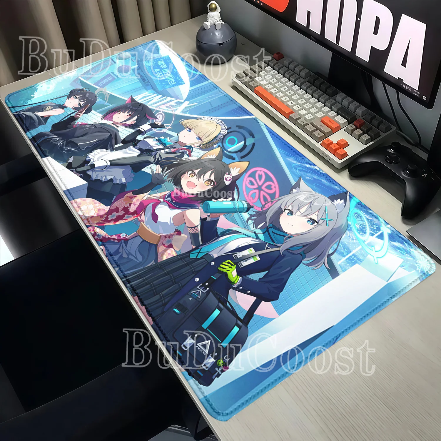 Desk Setup Blue - Mousepad Asuma Toki Blue Archive Non-slip