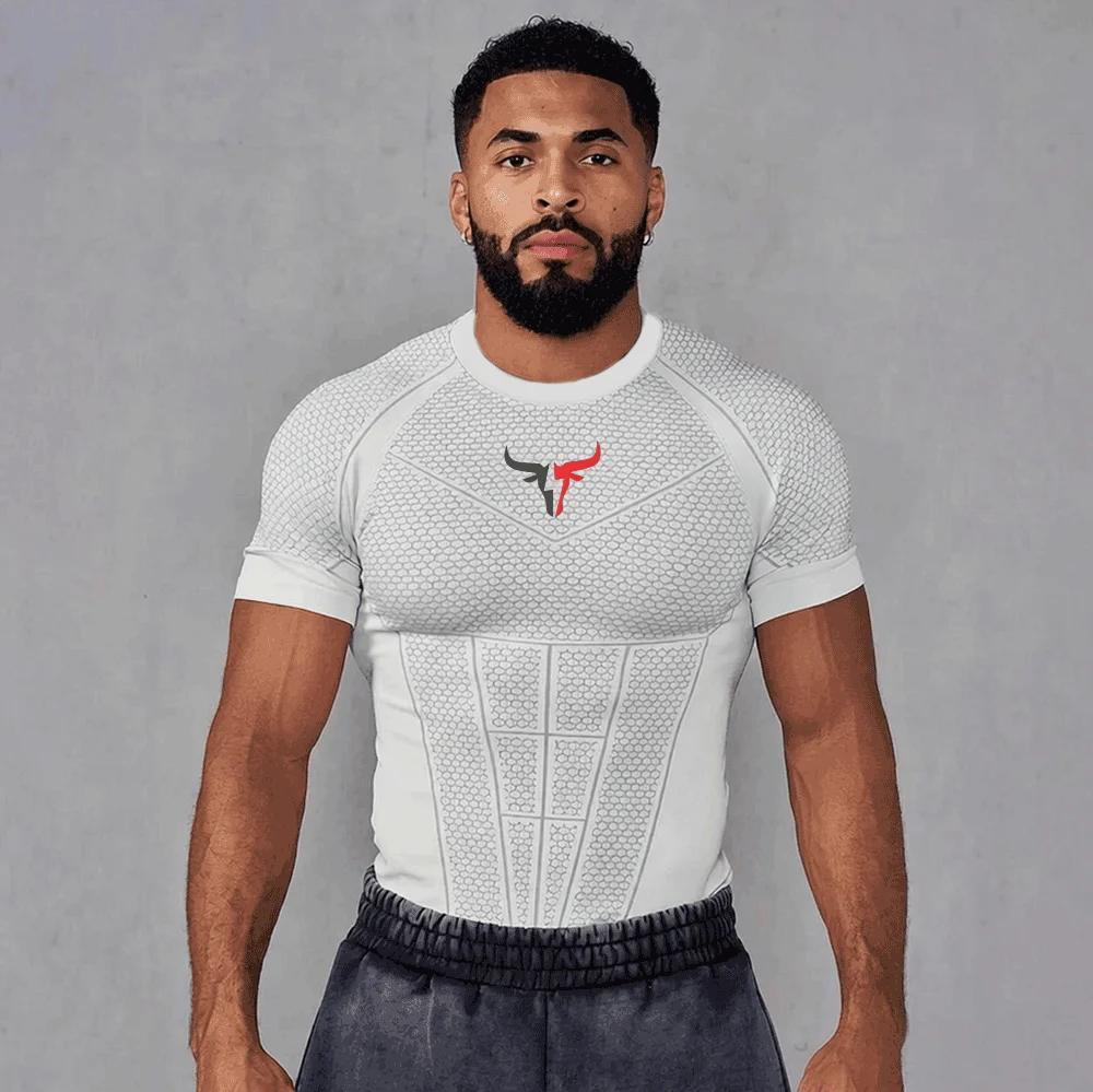 Anime Print Compression Shirt Mens Running T-Shirt Quick-Drying Fitness Sportswear Gym Sports Short Sleeve Breathable Tops