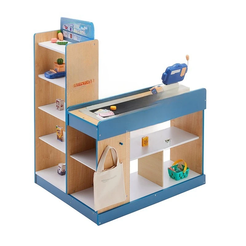 

Play with toys including supermarket store cash registers, vending machines, convenience store dolls, and family games