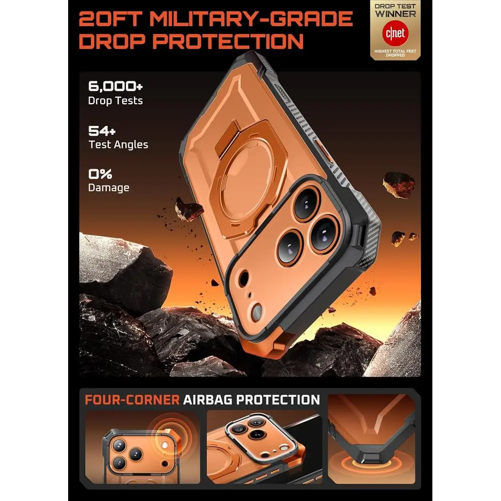 voor iPhone 17 Pro hoesje met standaard (Unicorn Beetle Grip), [Camerabedieningsafdekking] [Compatibel met MagSafe] [Militaire kwaliteit Dr