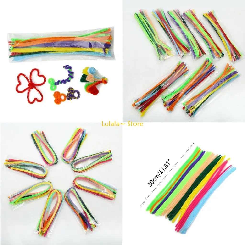 y4qa-100-pcs-pipe-cleaners-pom-poms-craft-wiggle-finger-training-adhesive-assorted-colors-assorted-sizes-for-art-craft